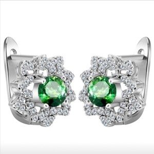 Farah Jewelry Silver and Green Earrings